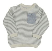 Bílo-světlemodrý pruhovaný svetr F&F