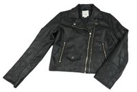 Černý koženkový crop křivák River Island