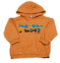 Oranžová mikina s nápisem a kapucí Tu