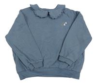 Šedomodrá mikina s květem a límečkem George