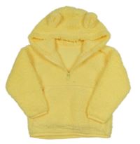 Žlutá huňatá mikina s kapucí s oušky Dunnes
