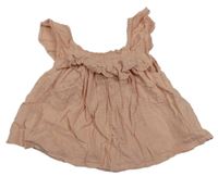 Růžový mušelínový top s volánky Primark