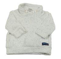 Bílo-modrá melírovaná žebrovaná sametová mikina s límečkem 