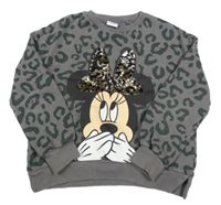 Šedo-černá mikina s Minnie a leopardím vzorem Next