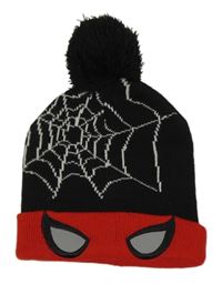 Černo-červená čepice s bambulí - Spiderman