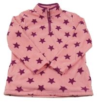 Růžovo-fialová fleecová mikina s hvězdami 