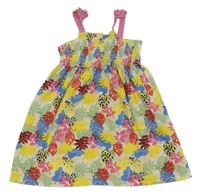 Bílo-barevné žebrované šaty s listy Primark