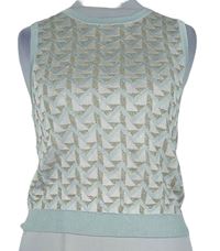 Dámská světlemodro-zlato-bílá vzorovaná svetrová crop vesta Asos 
