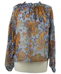 Dámská světlemodro-oranžová vzorovaná šifonová crop halenka Rich&Royal 