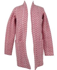 Dámský růžový vzorovaný flaušový kabátový cardigán Next 