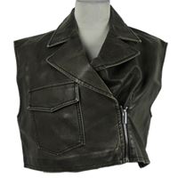 Dámská hnědá koženková crop vesta Zara 