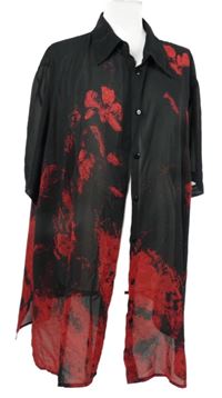 Dámská červeno-černá šifonová halenka s květy vel. 58