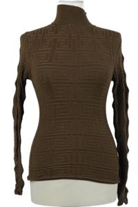 Dámský hnědý vzorovaný lehký svetr s rolákem Amisu 