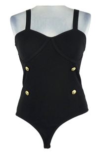 Nové - Dámské černé pletené body s gombíky Primark 