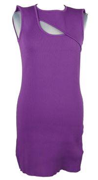 Dámské fialové žebrované pletené šaty s průstřihem Primark 