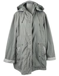 Dámský šedý šusťákový jarní kabát s kapucí Saturne vel. 54