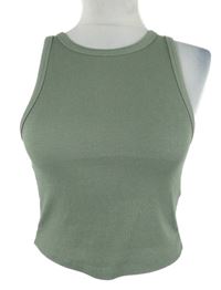 Dámský khaki žebrovaný crop top Laura Torelli 
