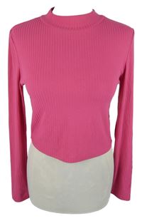 Dámské fuchsiové žebrované crop triko Primark 