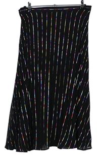Dámská černo-barevná proužkovaná šifonová midi sukně TU 