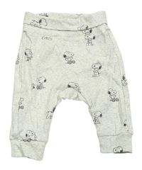 Světlešedé melírované baggy tepláky se Snoopym H&M