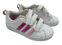 Bílo-růžové koženkové botasky Adidas vel.29