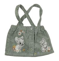 Khaki manšestrová sukně s Bambim a kšandami Disney