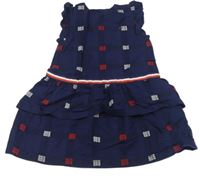 Tmavomodré kostkované plátěné šaty Tommy Hilfiger