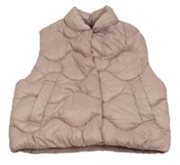 Světlerůžová šusťáková zateplená crop vesta Zara