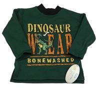 Nové- Zeleno-černá mikina s nápisem a dinem 