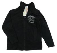 Nové- Černá fleecová propínací mikina s výšivkou 