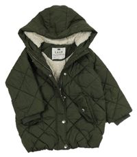 Khaki šusťáková prošívaná zimní bunda s kapucí F&F