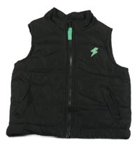 Černá šusťáková zateplená vesta s bleskem F&F