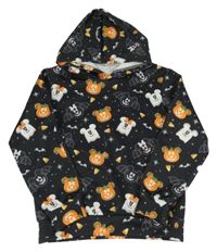 Černá mikina s obrázky a kapucí