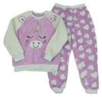 Fialovo-světlemodré chlupaté pyžamo s jednorožcem George