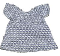 Bílo-modré vzorované plátěné šaty Mango