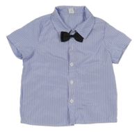 Modro-bílá pruhovaná košile s motýlkem Shein