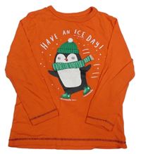 Červeno-oranžové triko s tučňákem George