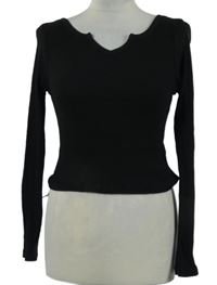 Dámské černé žebrované crop triko Primark