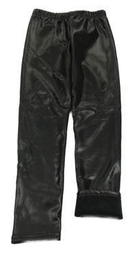 Černé koženkové zateplené legíny