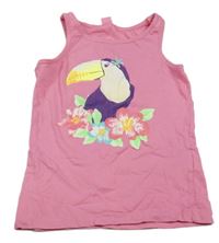 Růžové tílko s tukanem a květinami Dopodopo