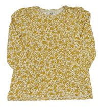 Okrové květované triko H&M