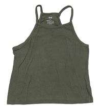 Khakišedý žebrovaný crop top H&M