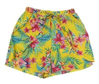 Žluto-barevné květované sukňové kraťasy Primark 