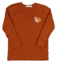 Rezavé melírované triko se zvířátkem Next