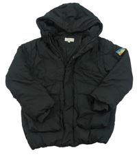 Černá šusťáková zimní bunda s kapucí 