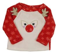 Bílo-červená chlupatá mikina se sobem V by Very