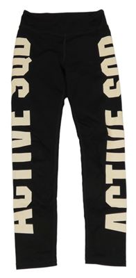 Černé sportovní legíny s nápisem H&M