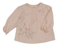 Světlerůžové triko s kytičkami Next