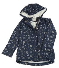 Tmavomodrá vzorovaná nepromokavá zateplená bunda s duhami a kapucí Orchestra