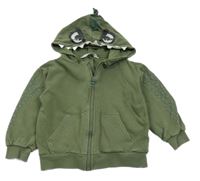 Khaki propínací mikina s ostny a kapucí H&M